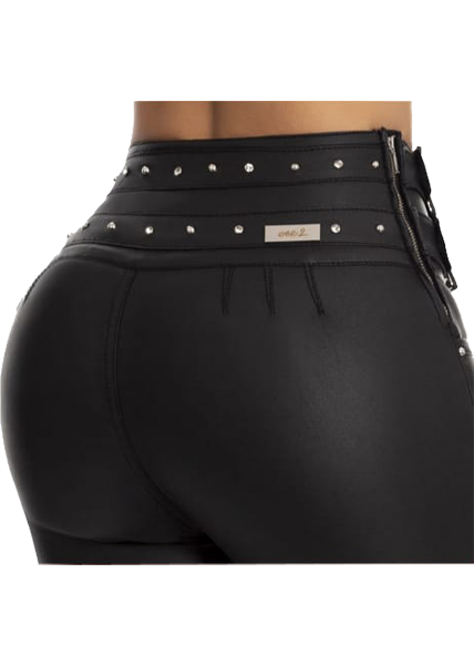 Aurora High Waist Leatherette Bum Shaper Jean - Jeans 2 Die 4